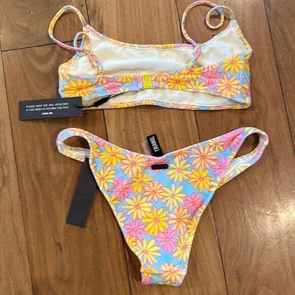 TRIANGL MICA CHEEKY SKY FLORAL VELVET SET NO BAG NWT VELVET - Picture 4 of 7